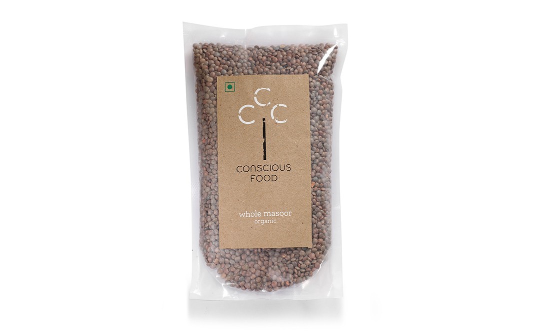 Conscious Food Whole Masoor Organic   Pack  500 grams